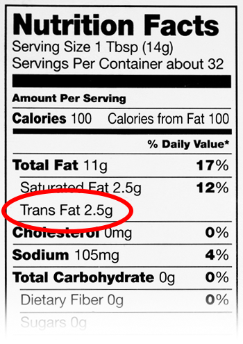 trans fat label nutrition facts