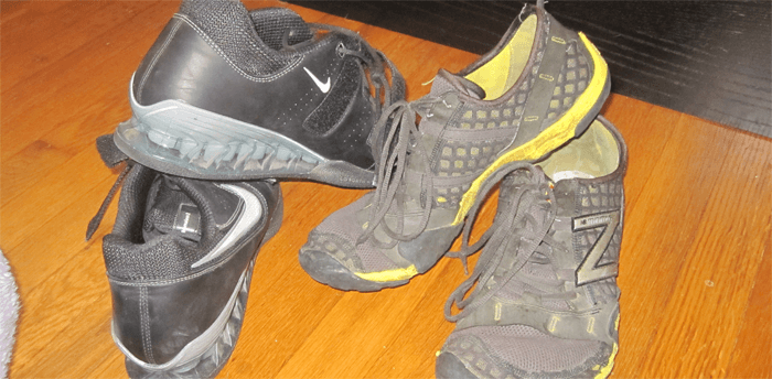 New Balance Minimus and Nike Romaleos II for Home Garage Gym