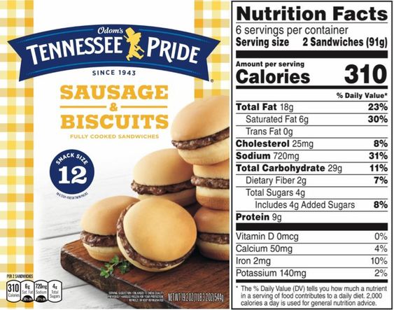 nutrition facts label